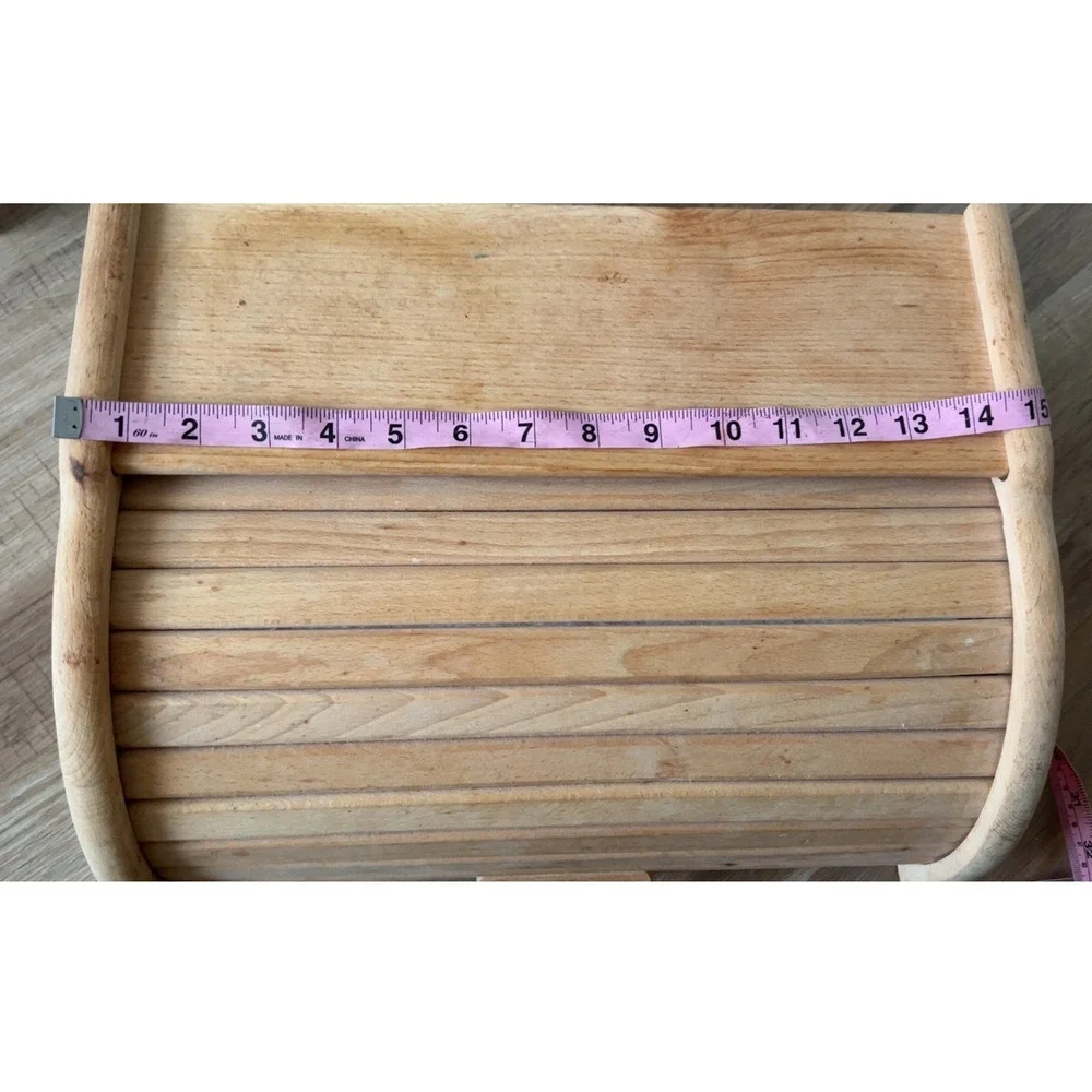 Natural Raw Wood Roll Top Bread Box Bread Bin